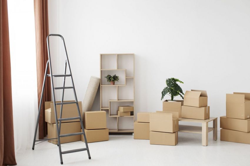 clean new house full of boxes